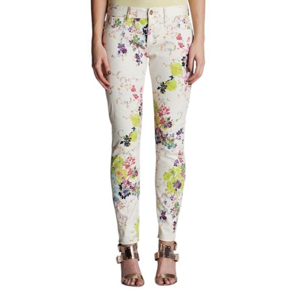 Ted Baker Cream Floral Skinny Jeans with Multicolor Blooms